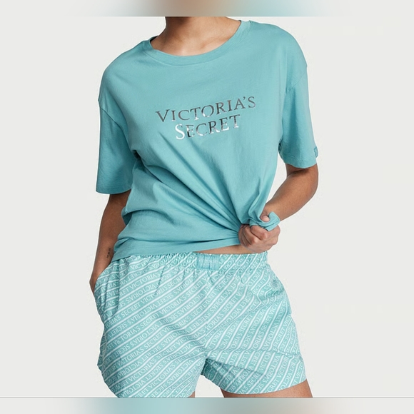 Victoria's Secret Cotton Tee-Jamma set. Top XL Bottoms XXL Brand New wit… - Picture 4 of 6